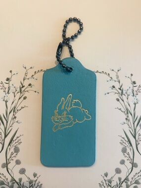 Coach Leather Bag Tag Charm White Rabbit Candy Collection Asia Teal - Price Firm
